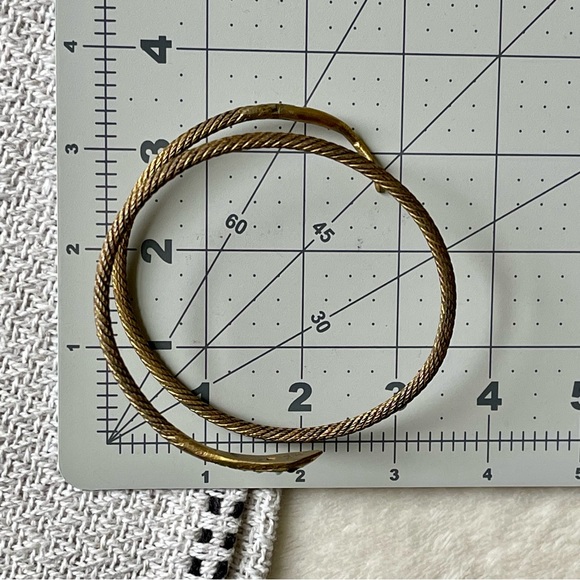 Vintage Coiled Gilt Egyptian Revival Silver Snake Bangle Turquoise Garnet Eyes - Picture 17 of 17